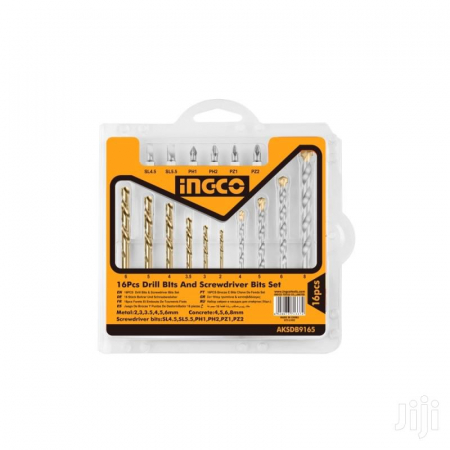Accesorii scule electrice si pe acumulatori - INGCO SET BURGHIE+BITI 16BUC AKSDB9165