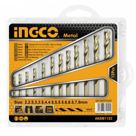 Accesorii scule electrice si pe acumulatori - INGCO SET BURGHIE METAL 12SET AKDB1125