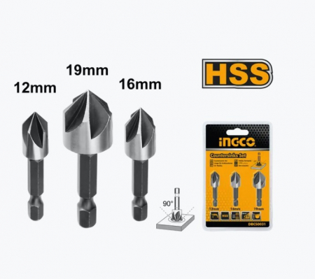 Accesorii scule electrice si pe acumulatori - INGCO SET FREZA BOND PT METAL 3BUC 12-16-19MM DBCS0031