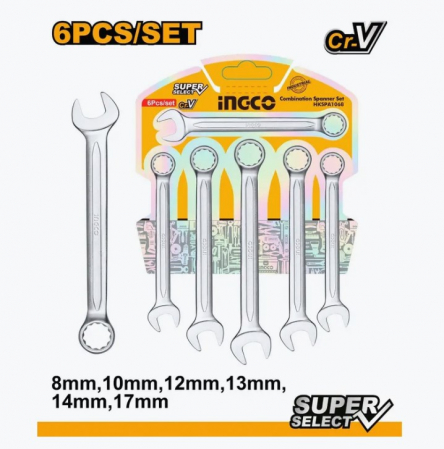 Chei si seturi - INGCO SET CHEI COMBINATE 8-17MM 6BUC HKSPA1068