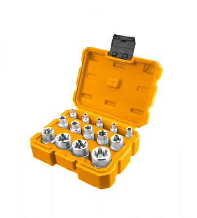 Chei hexagonale, tubulare si magnetice - INGCO TRUSA CHEI TUBULARE STEA CR-VN 14SET HKTETS0114