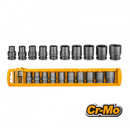 Chei hexagonale, tubulare si magnetice - INGCO TRUSA CHEI TUBULARE SCURTE IMPACT 1/2 10SET HKISSD12101