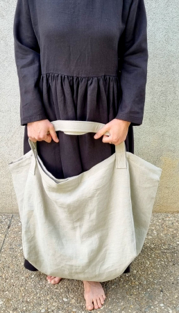 Geantă oversized din in bej [2]