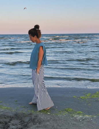 Pantaloni - Pantaloni wide leg in dungi