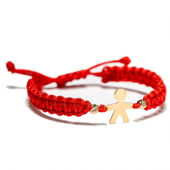 Bratara aur copii cu Baietel si 2 bile de Aur 14k Handmade-AU0050 [2]