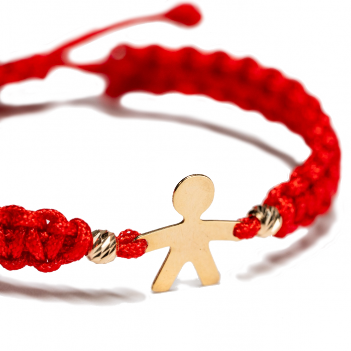 Bratara aur copii cu Baietel si 2 bile de Aur 14k Handmade-AU0050 [3]