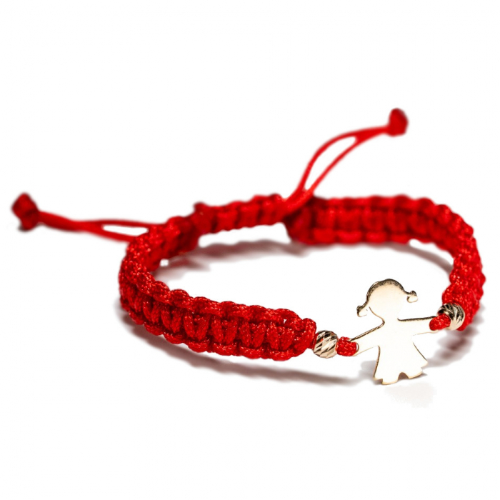 Bratara aur copii cu Fetita si 2 bile de Aur 14k Handmade-AU0051 [2]