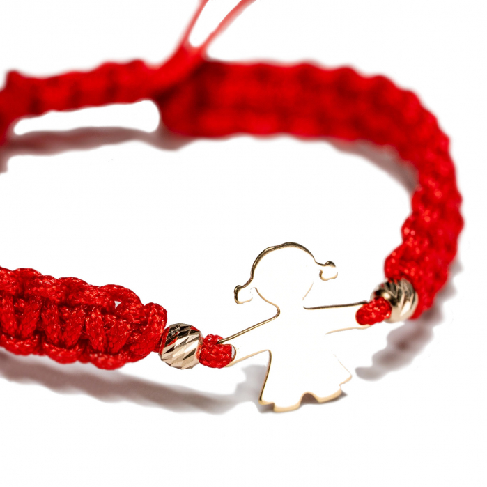 Bratara aur copii cu Fetita si 2 bile de Aur 14k Handmade-AU0051 [3]
