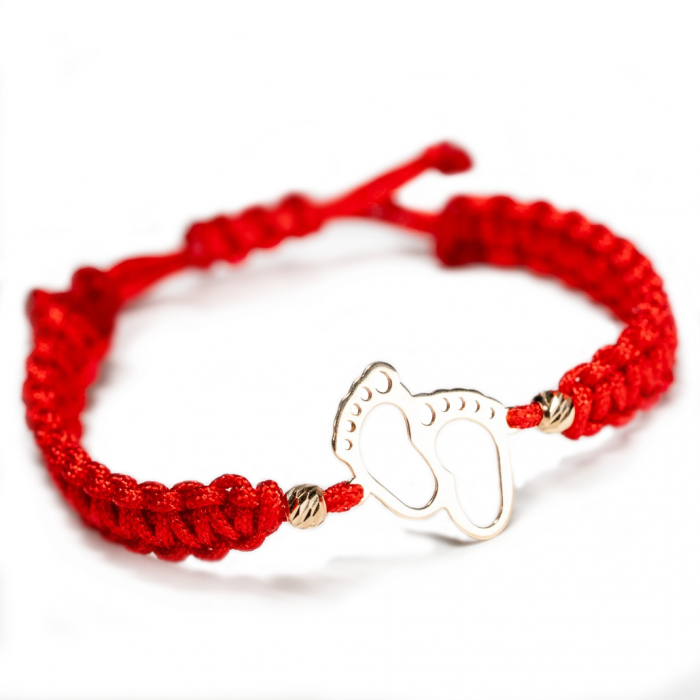 Bratara aur copii cu Picioruse si 2 bile de Aur 14k Handmade-AU0052 [2]