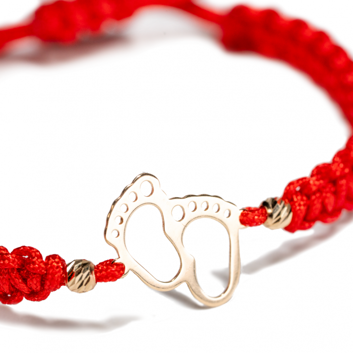 Bratara aur copii cu Picioruse si 2 bile de Aur 14k Handmade-AU0052 [3]
