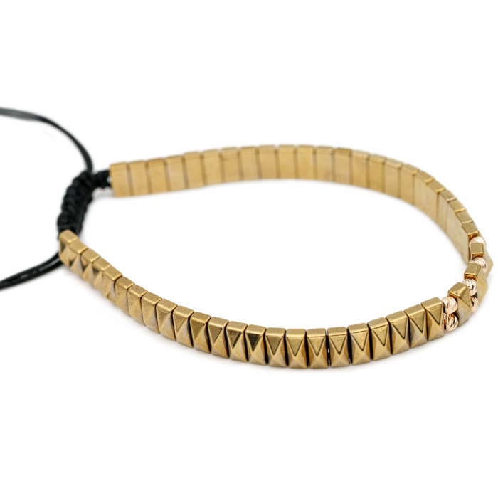 Bratara cu bile de Aur 14k si pietre semipretioase Hematit auriu AU0114 [2]