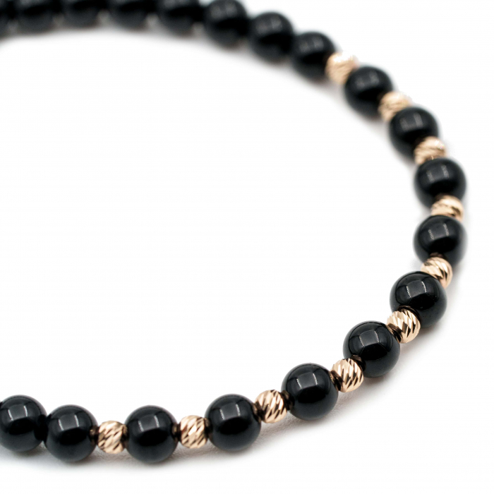 Bratara cu bile de Aur 14k si pietre semipretioase Onix negru AU0099 [3]