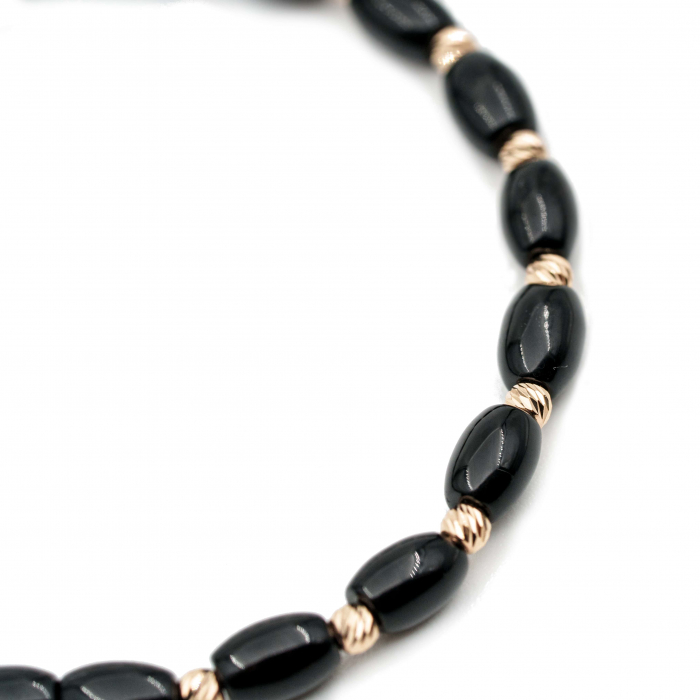 Bratara cu bile de Aur 14k si pietre semipretioase Onix tuburi AU0119 [3]