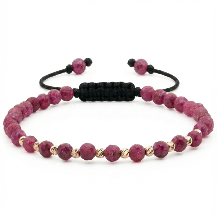 Bratara cu bile de Aur 14k si Rubin sfere fatetate – AU0168 [3]