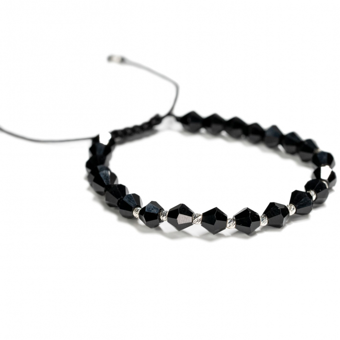 Bratara Argint 925 cu 12 bile si cristale sticla negre Handmade-AG0001 [2]