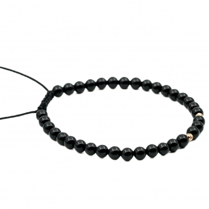Bratara cu bile de Aur 14k si pietre semipretioase Onix negru AU0109 [2]