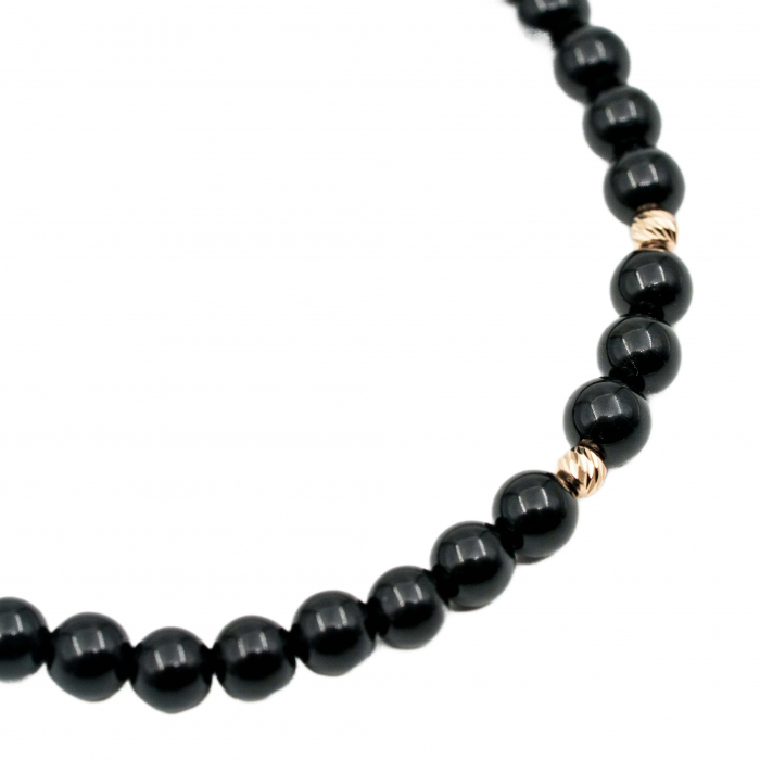 Bratara cu bile de Aur 14k si pietre semipretioase Onix negru AU0109 [3]