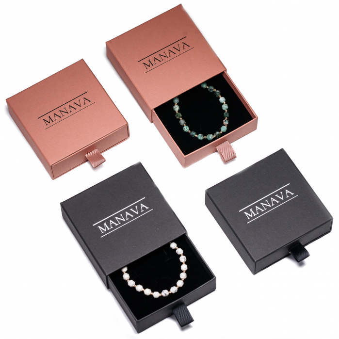 Bratara cu bile de Aur 14k si pietre semipretioase Hematit negru AU0115 [4]
