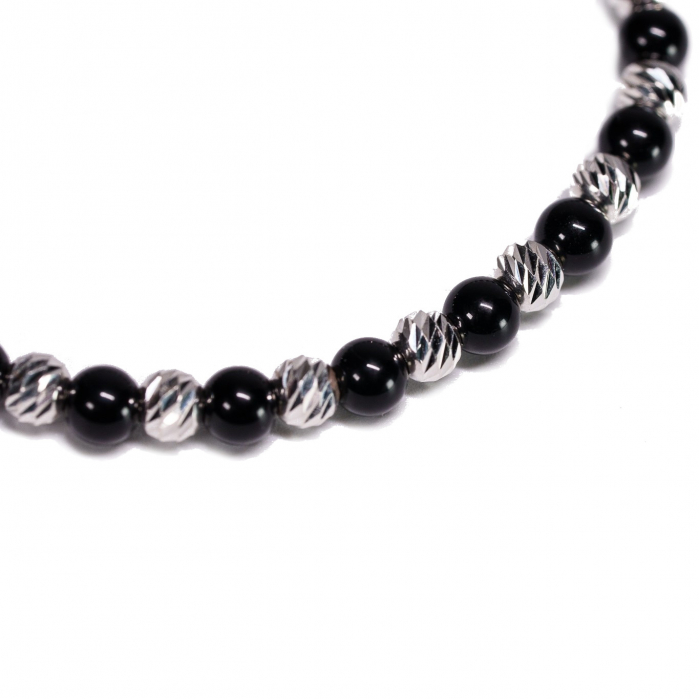 Bratara Argint 925 cu 22 de bile si pietre semipretioase Onix Handmade-AG0014 [3]