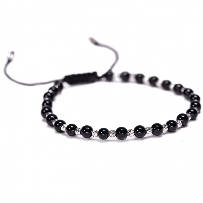 Bratara Argint 925 cu 26 de bile si pietre semipretioase Onix negru Handmade-AG0013 [2]