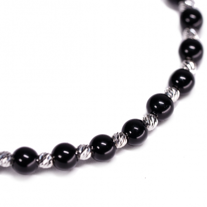 Bratara Argint 925 cu 26 de bile si pietre semipretioase Onix negru Handmade-AG0013 [3]