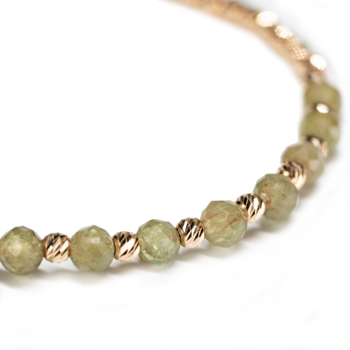 Bratara cu 55 de bile de Aur 14k si pietre semipretioase Peridot sfere fatetate AU0003 [3]