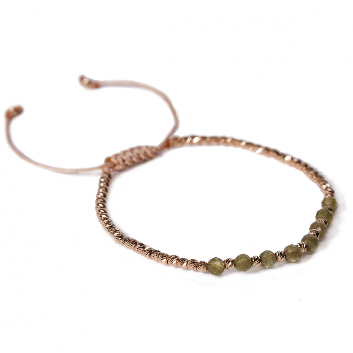 Bratara cu 55 de bile de Aur 14k si pietre semipretioase Peridot sfere fatetate AU0003 [2]