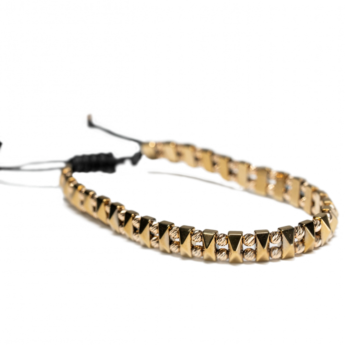 Bratara cu 58 de bile de Aur 14k si pietre semipretioase Hematit auriu AU0002 [2]