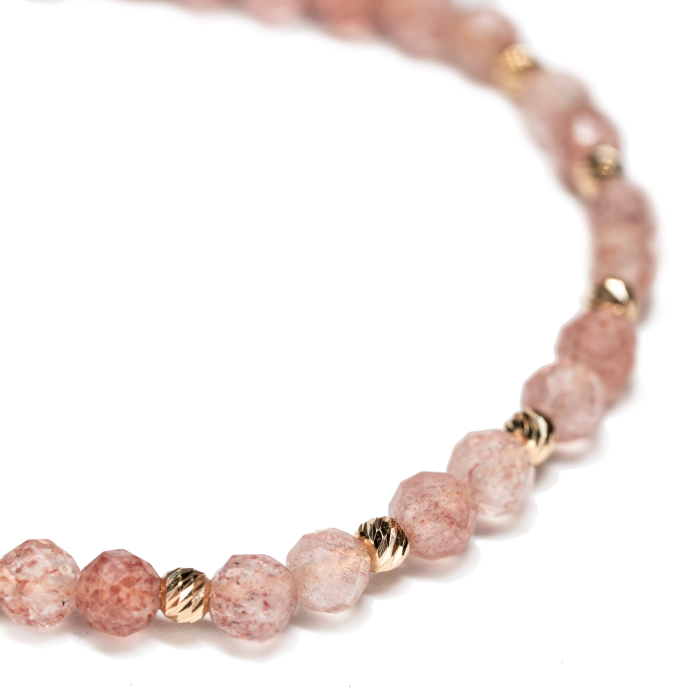 Bratara cu 6 bile de Aur 14k si pietre semipretioase Cuart Cherry – AU0199 [2]