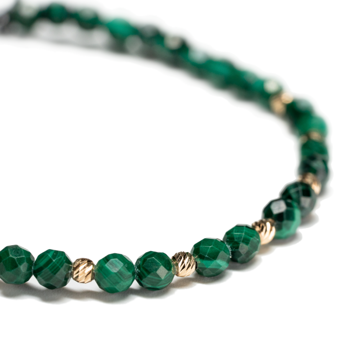 Bratara cu 6 bile de Aur 14k si pietre semipretioase Malachit – AU0198 [2]
