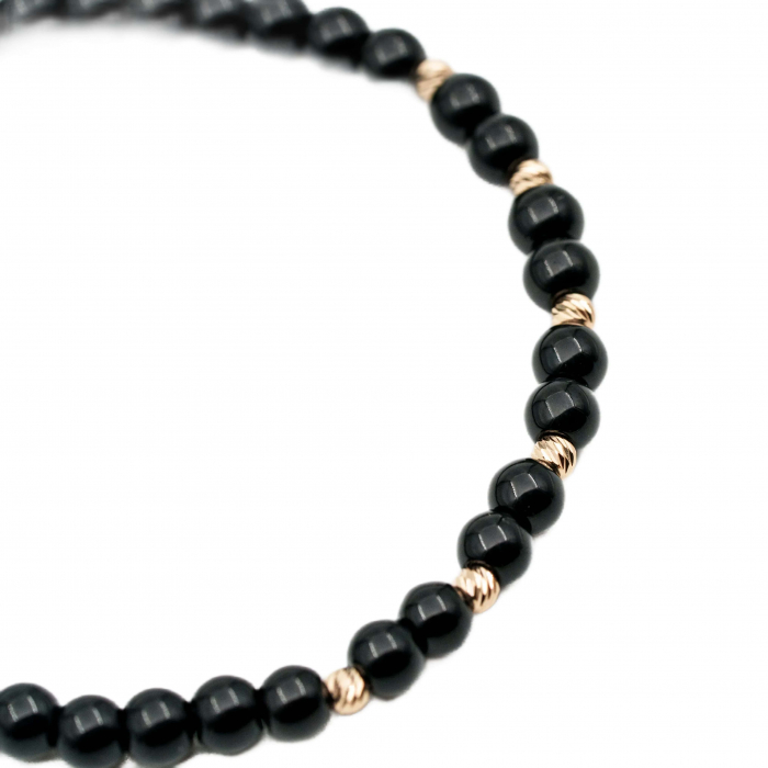 Bratara cu bile de Aur 14k si pietre semipretioase Onix negru AU0104 [3]
