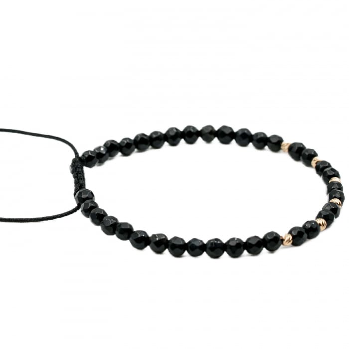 Bratara cu bile de Aur 14k si pietre semipretioase Onix sfere fatetate AU0107 [2]