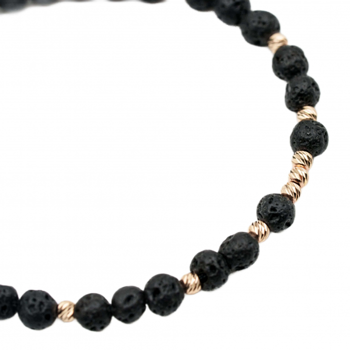 Bratara cu 9 bile de Aur 14k si pietre semipretioase Lava AU0092 [3]