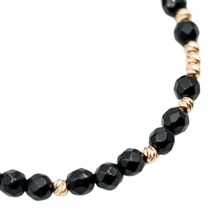Bratara cu 9 bile de Aur 14k si pietre semipretioase Onix sfere fatetate AU0997 [3]