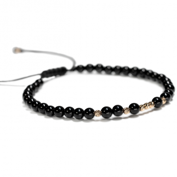 Bratara cu 9 bile de Aur 14k si pietre semipretioase Onix negru AU0031 [2]