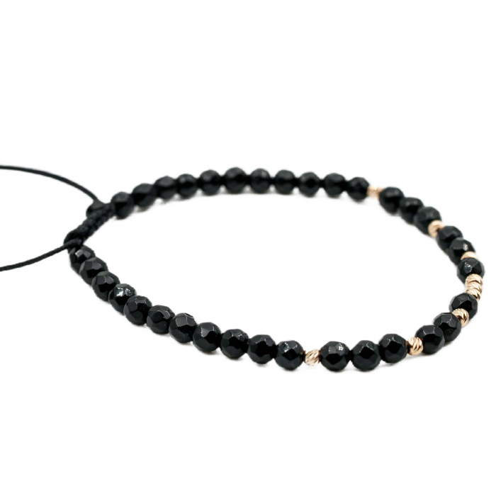 Bratara cu 9 bile de Aur 14k si pietre semipretioase Onix sfere fatetate AU0997 [2]