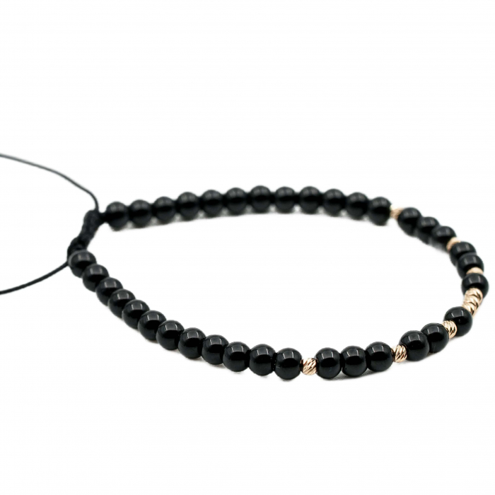 Bratara cu 9 bile de Aur 14k si pietre semipretioase Onix AU0094 [2]