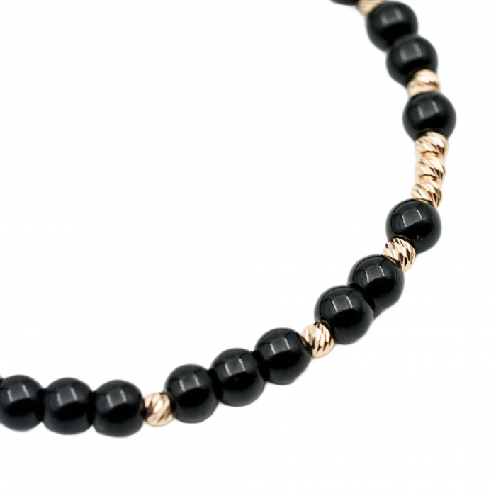 Bratara cu 9 bile de Aur 14k si pietre semipretioase Onix AU0094 [3]