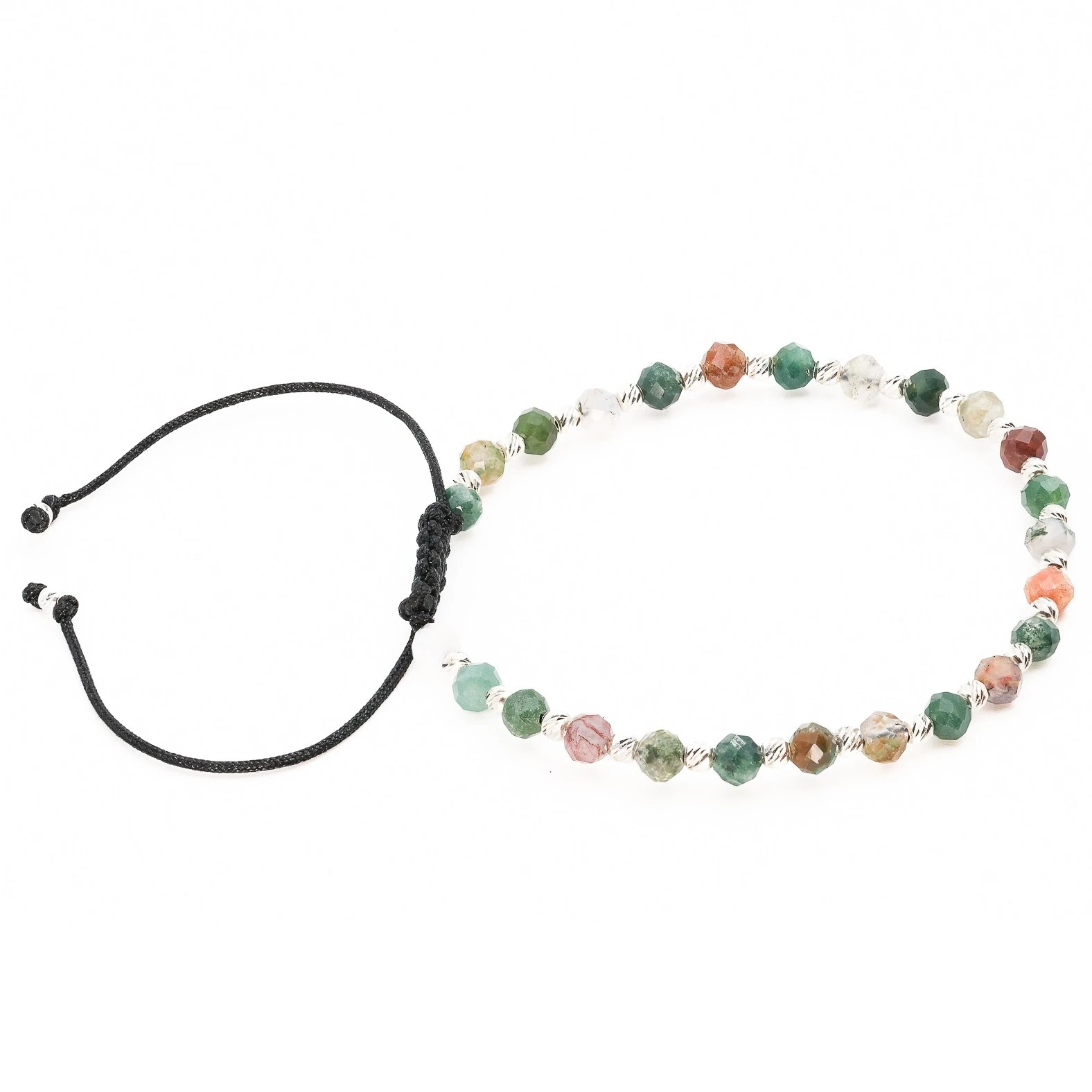 Bratara cu bile de Argint 925 si Agat Indian sfere fatetate – AG0039 [2]