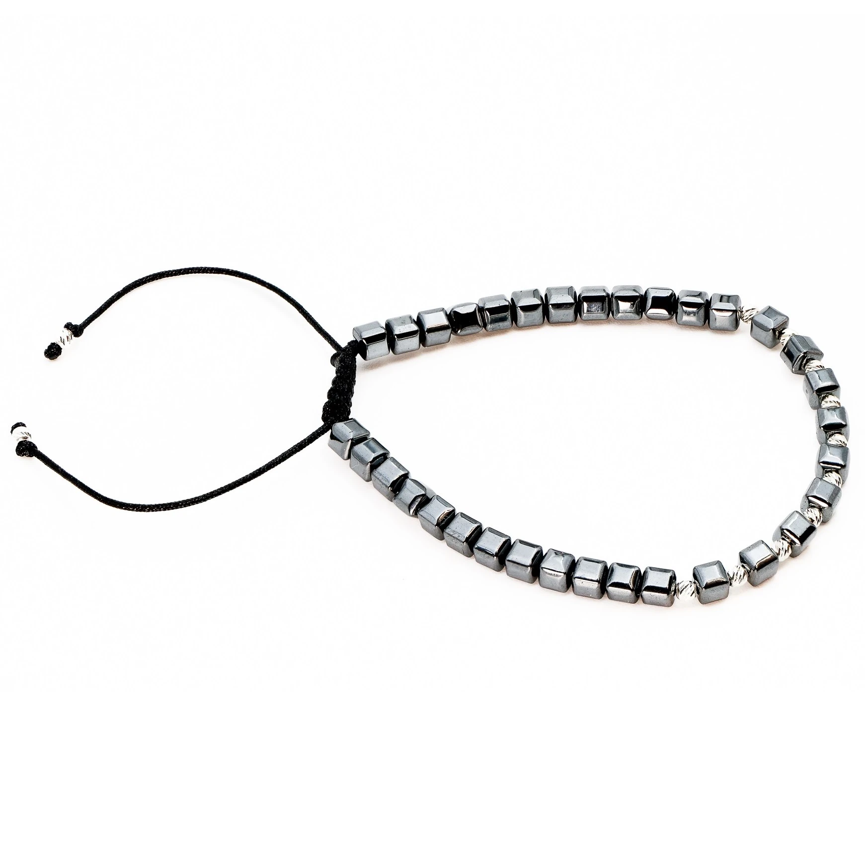 Bratara cu bile de Argint 925 si Hematit cuburi – AG0018 [2]