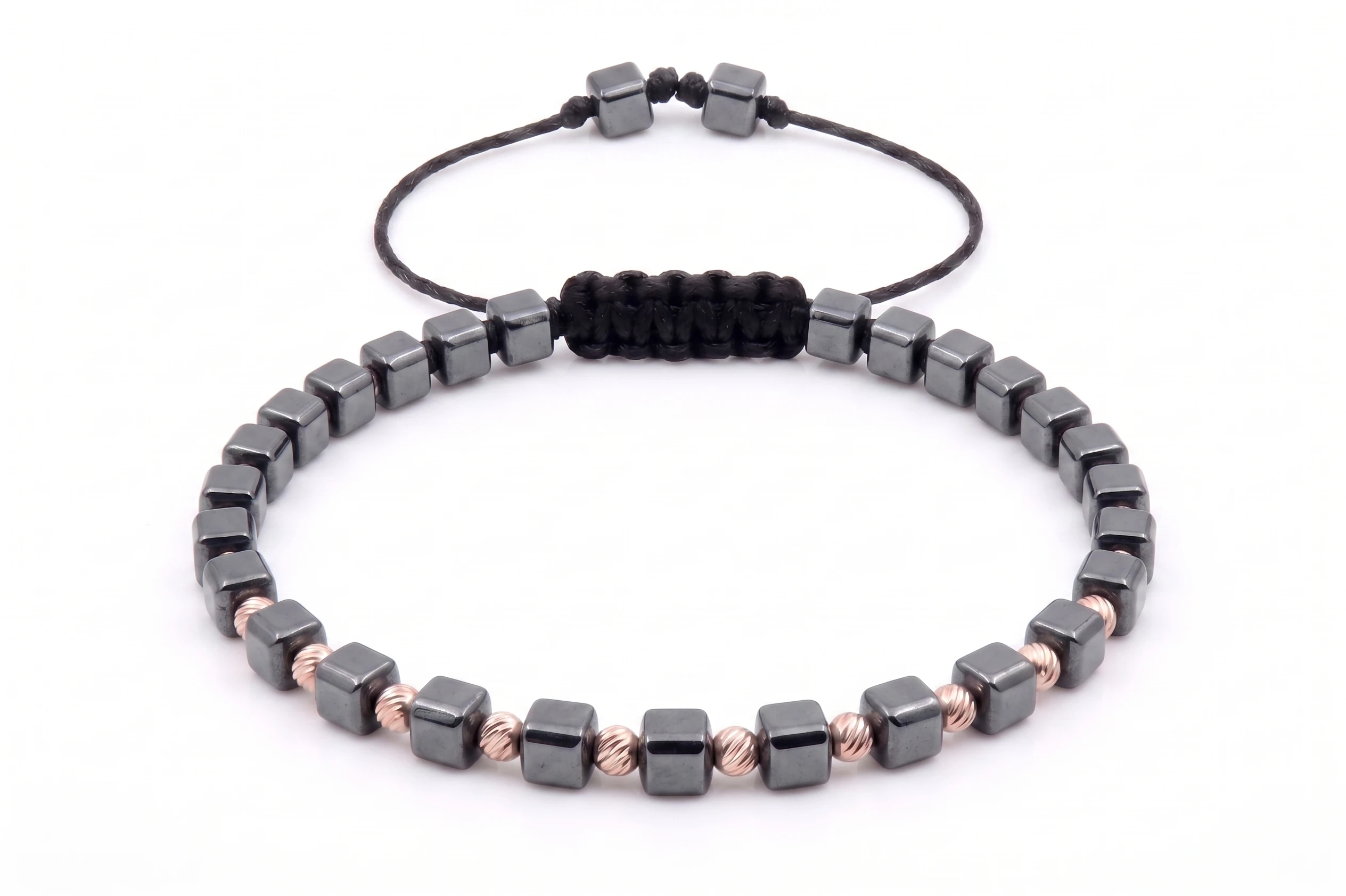 Bratara cu 10 bile de Aur 14k si Hematit cuburi AU0101 [2]