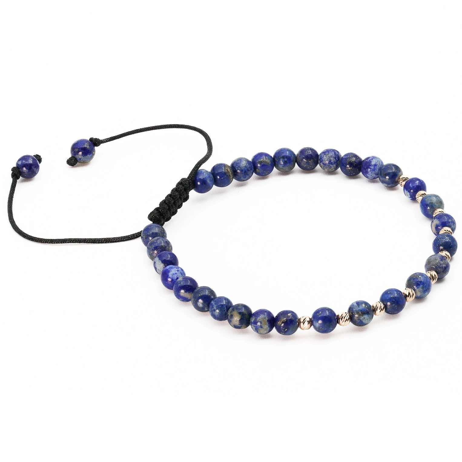 Bratara cu bile de Aur 14k si Lapis-Lazuli 4 mm – AU0179 [2]