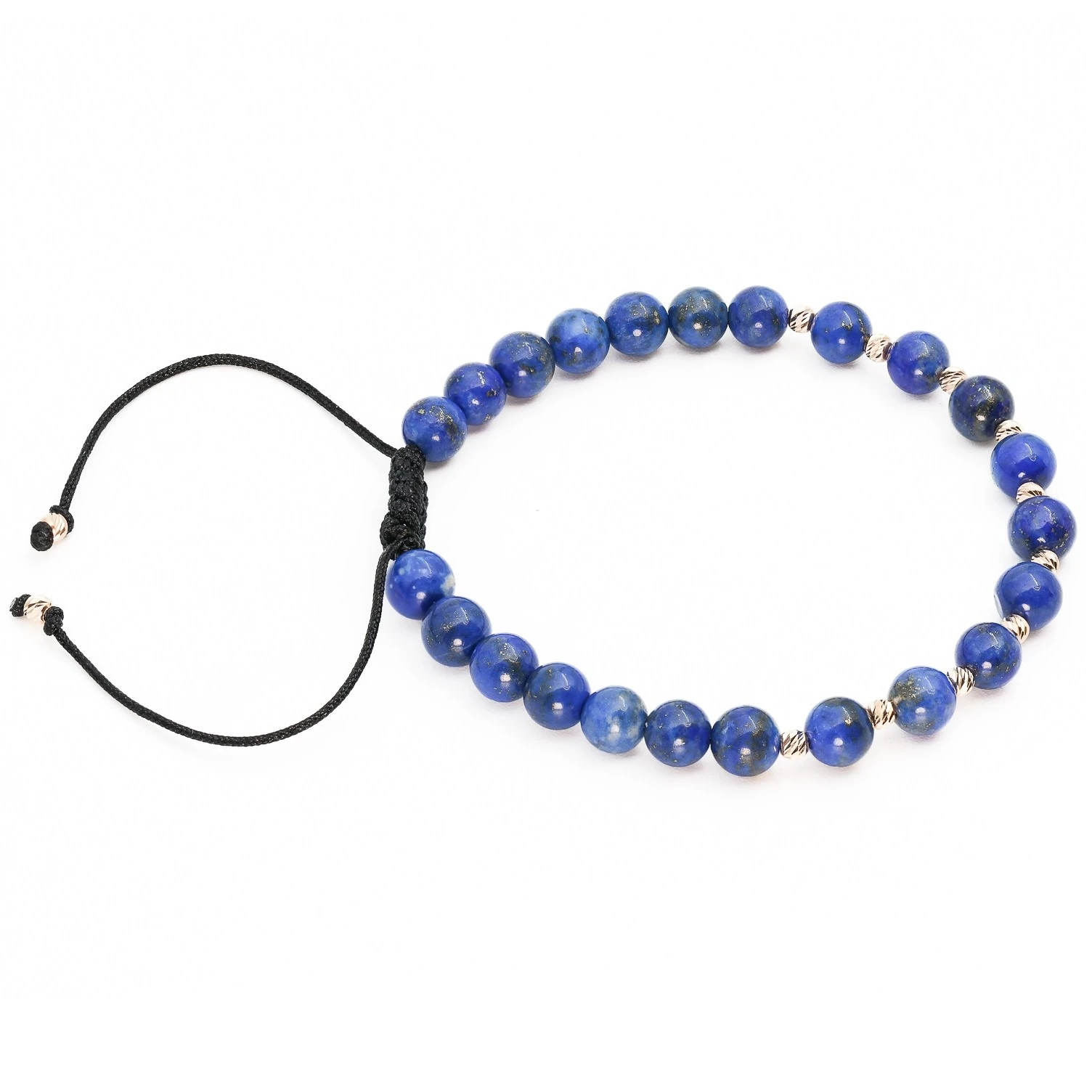 Bratara cu bile de Aur 14k si Lapis-Lazuli 6 mm – AU0185 [2]