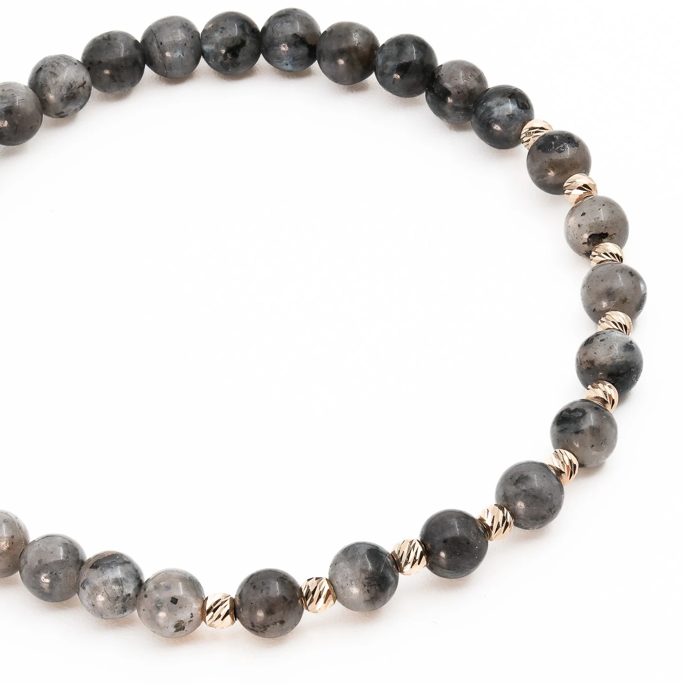 Bratara cu bile de Aur 14k si Larvikit – AU0186 [3]