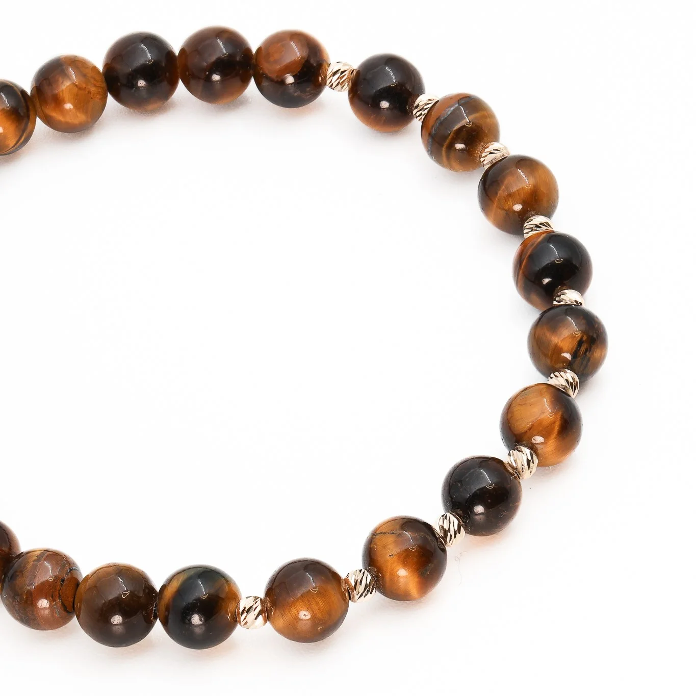 Bratara cu bile de Aur 14k si Ochi de Tigru 6 mm – AU0175 [3]