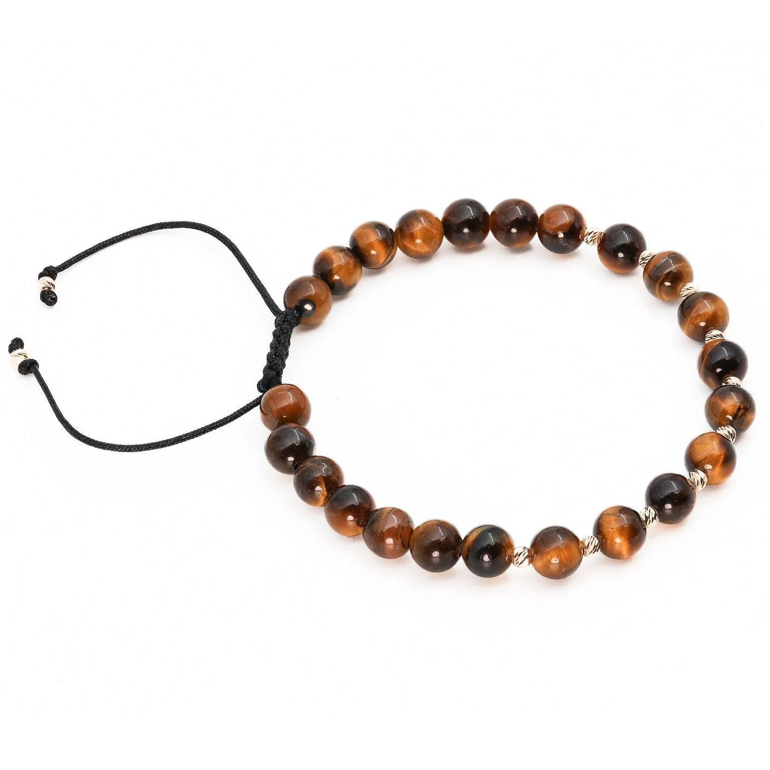 Bratara cu bile de Aur 14k si Ochi de Tigru 6 mm – AU0175 [2]