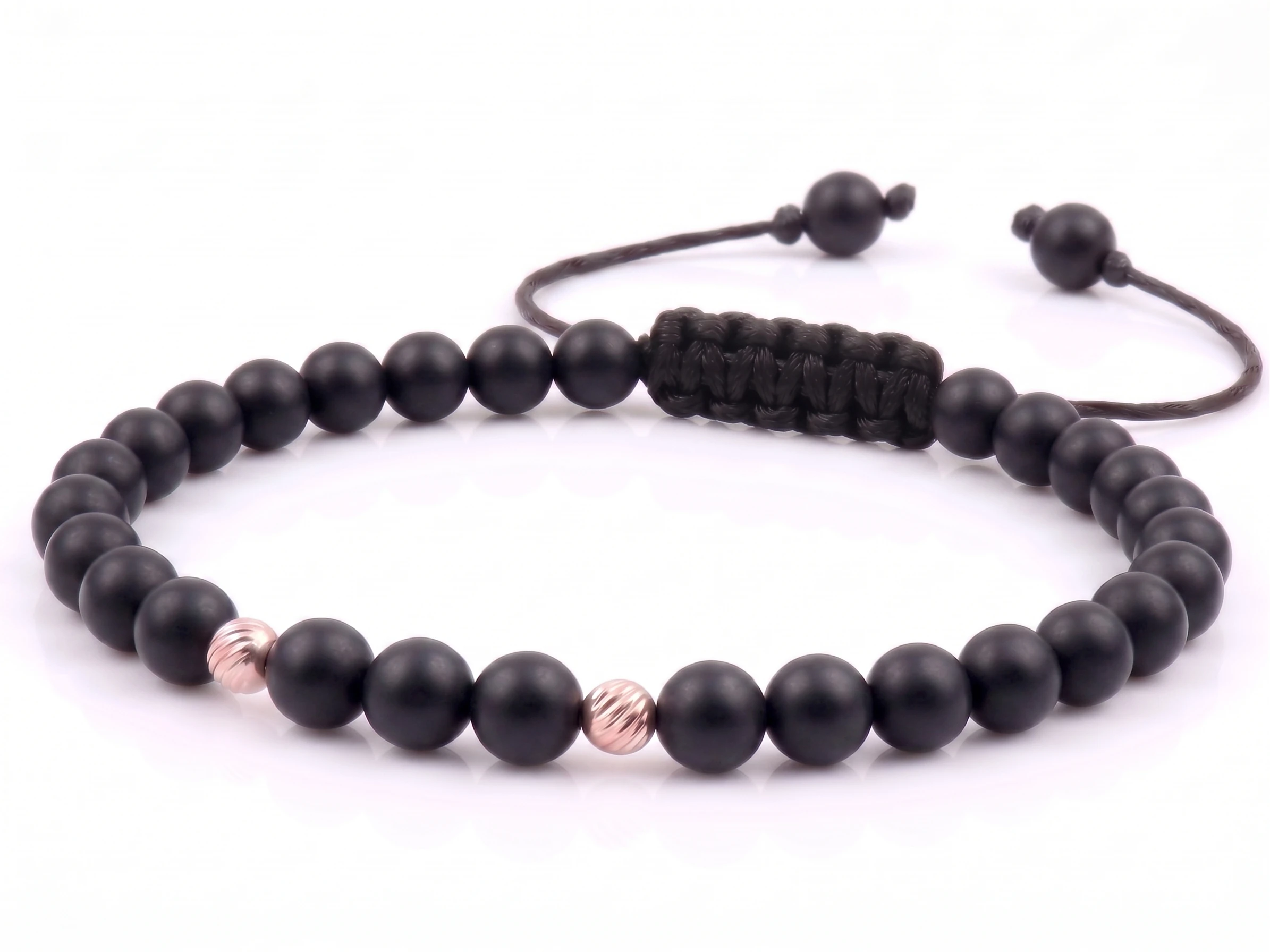 Bratara cu 2 bile de Aur 14k si Onix mat [2]