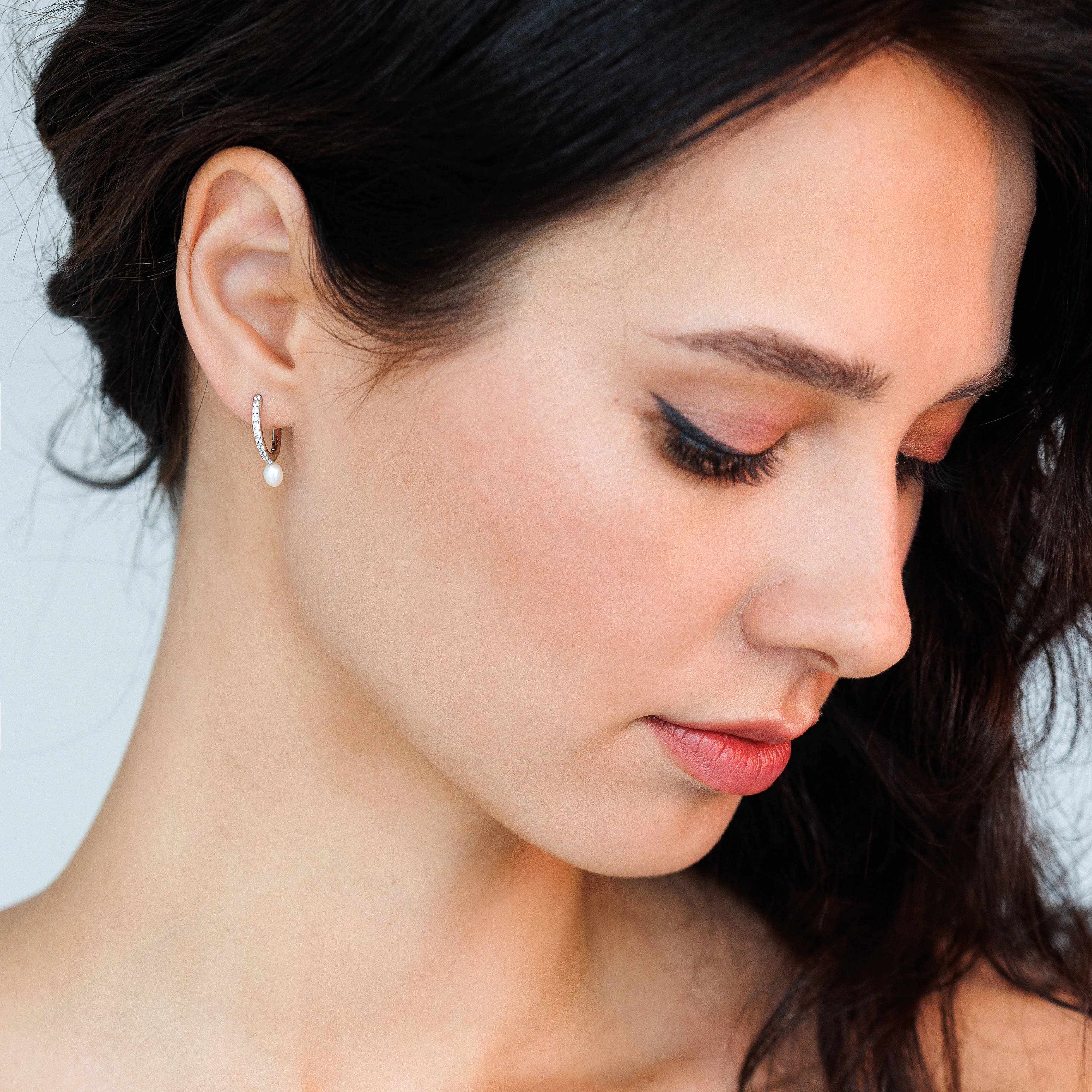 Cercei argint cu perle naturale si zirconia pavé - Eternity [2]