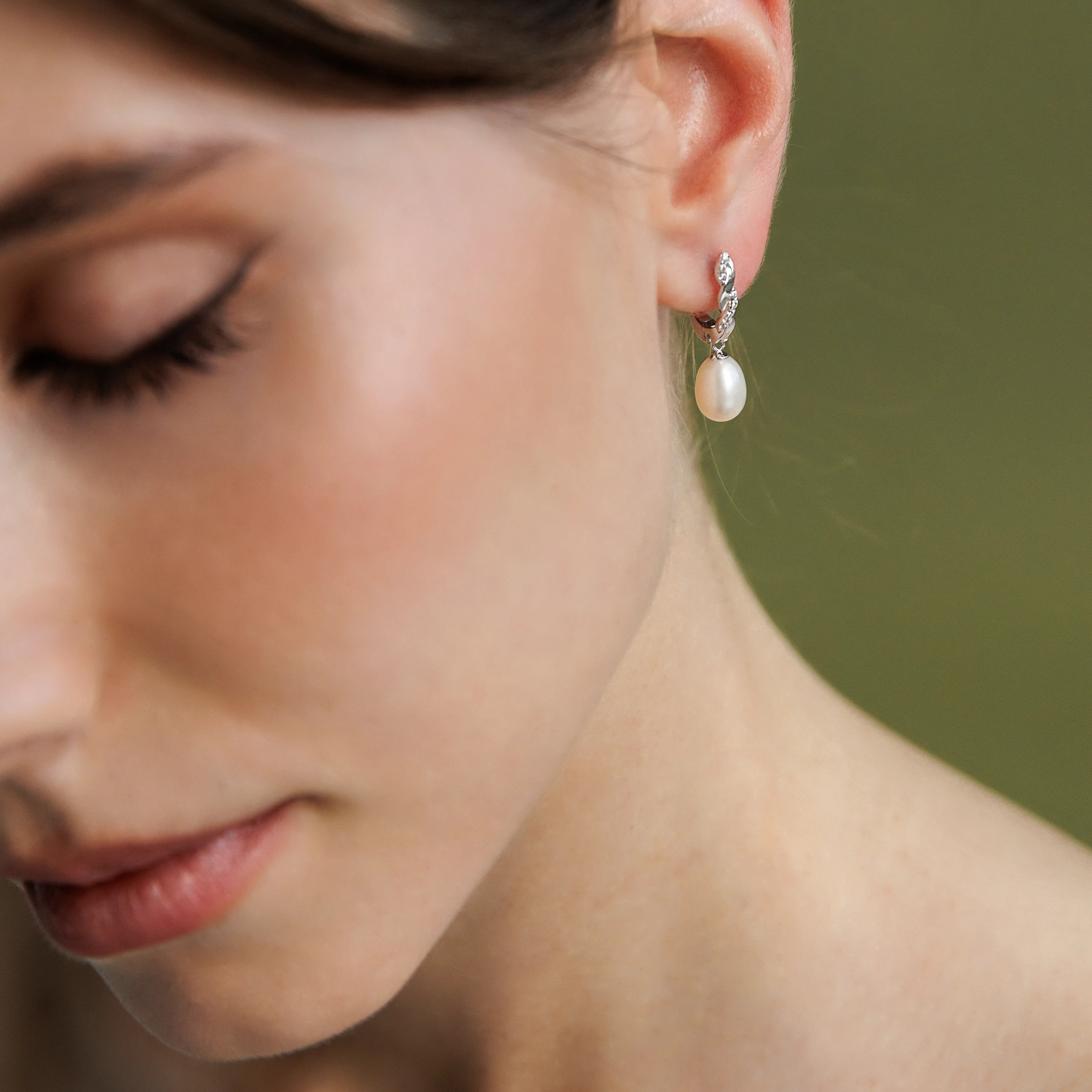 Cercei argint cu perle naturale si zirconia pavé - Lierre [2]