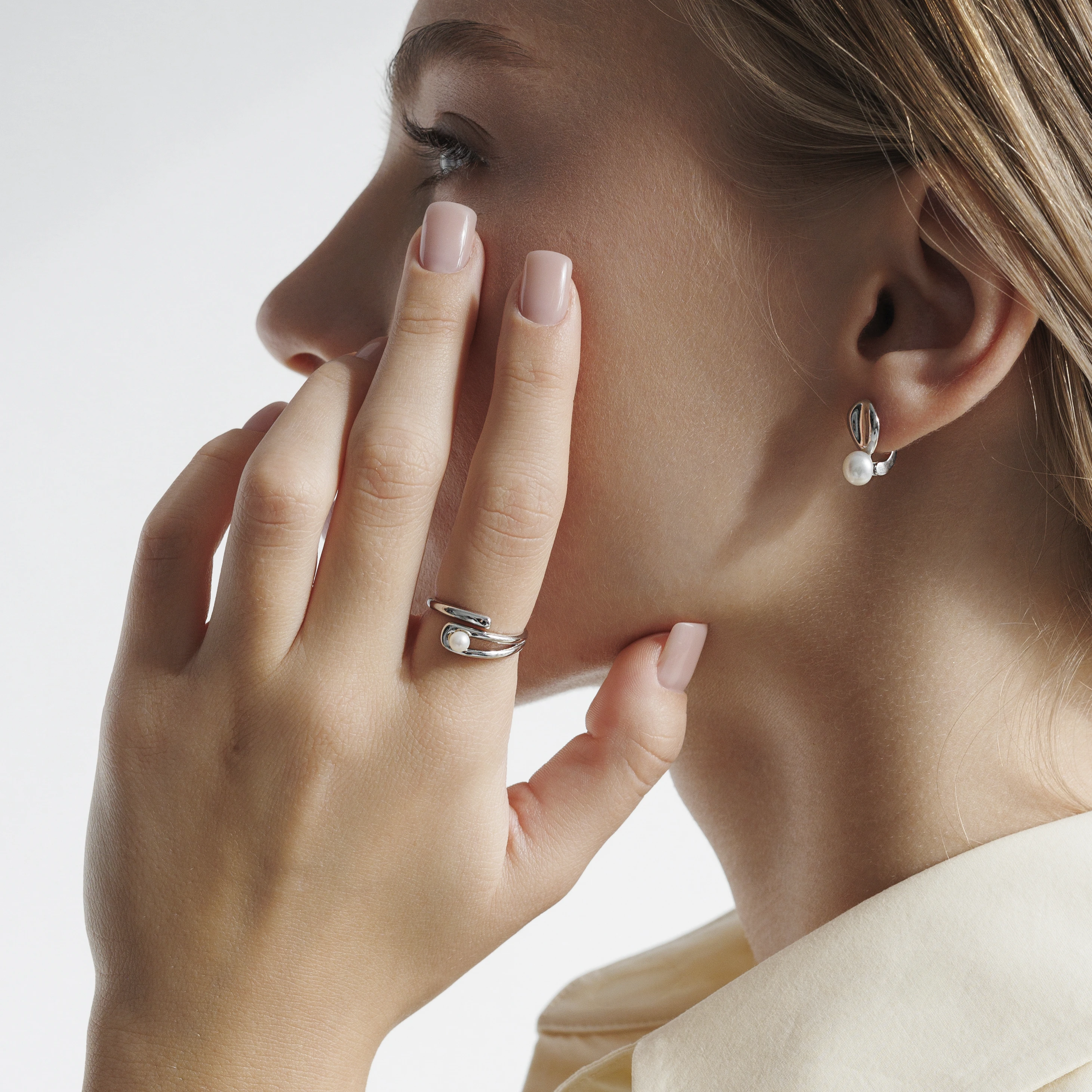 Inel argint cu perla naturala - Spirale [2]